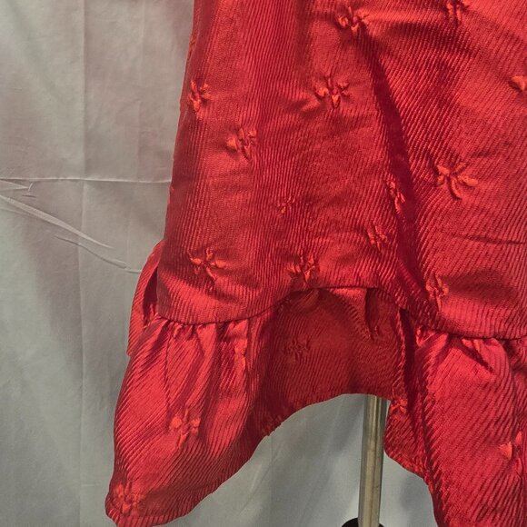 Sister Jane Poppy Dress Red Jacquard Mini Short Puff Sleeves Heart Back Medium - Picture 6 of 12